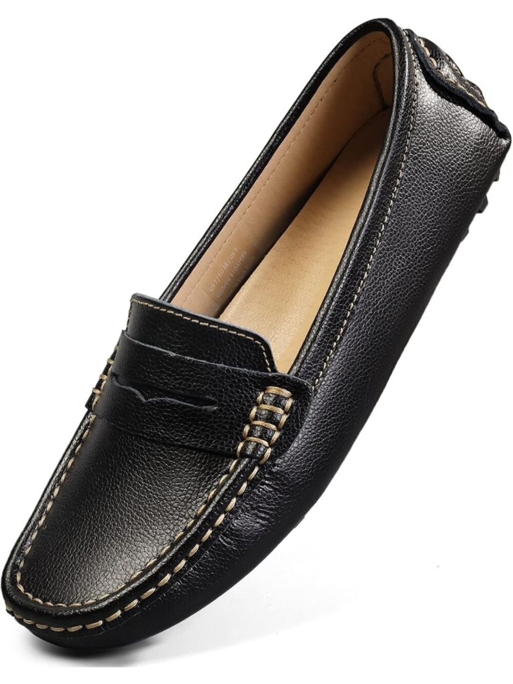 Women's Black Slip on Round Toe Backless Slides Casual Buckle Flat Loafers Shoes